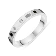 Sterling Silver Whitby Jet Diamond Jubilee Hallmark Collection Princess Cut 3mm Ring, R1199_3_JFH