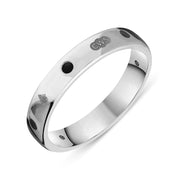 Sterling Silver Whitby Jet 4mm Wedding Band Ring, R1193_4_JFH
