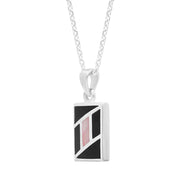 Sterling Silver Whitby Jet Mother of Pearl Oblong Necklace D
