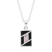 Sterling Silver Whitby Jet Mother of Pearl Oblong Necklace D P940.