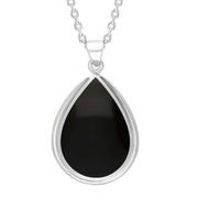 Sterling Silver Whitby Jet Pear Shape Open Frame Necklace PUNQ0007741
