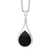 Sterling Silver Whitby Jet Pear Shape Open Frame Necklace PUNQ0007769