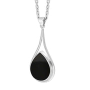 Sterling Silver Whitby Jet Pear Shape Open Frame Necklace D