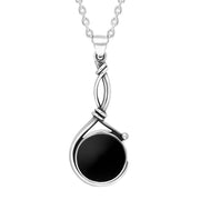 Sterling Silver Whitby Jet Round Abstract Loop Necklace PUNQ0007737