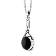 Sterling Silver Whitby Jet Round Abstract Loop Necklace D