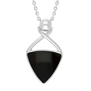 Sterling Silver Whitby Jet Triangle Open Frame Necklace PUNQ0007740