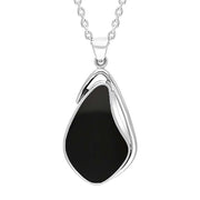 Sterling Silver Whitby Jet Abstract Open Frame Necklace Punq0007427