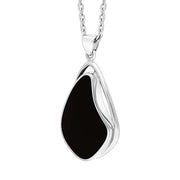 Sterling Silver Whitby Jet Abstract Open Frame Necklace Punq0007427