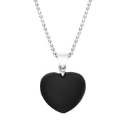 Sterling Silver Whitby Jet Chunky Bail Heart Necklace, P2273_S