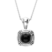 Sterling Silver Whitby Jet Circular Banded Necklace D 0020