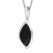 Sterling Silver Whitby Jet Curved Marquise Necklace