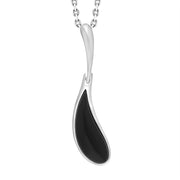 Sterling Silver Whitby Jet Curved Teardrop Necklace, P3723