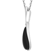 Sterling Silver Whitby Jet Curved Teardrop Necklace