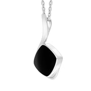 Sterling Silver Whitby Jet Cushion Curve Top Necklace