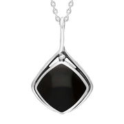 Sterling Silver Whitby Jet Cushion Stone Loop Bale Necklace Punq0007713