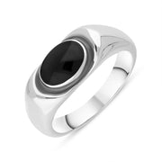 Sterling Silver Whitby Jet Dish Ring, R026.