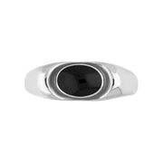 Sterling Silver Whitby Jet Dish Ring, R026_2.