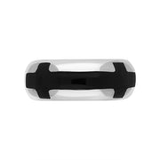 Sterling Silver Whitby Jet Double Cross Band Ring D