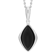 Sterling Silver Whitby Jet Framed Marquise Necklace, P2172