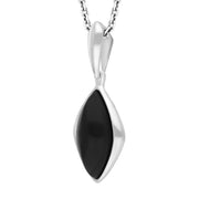 Sterling Silver Whitby Jet Framed Marquise Necklace