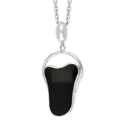 Sterling Silver Whitby Jet Freeform Oval Bale Necklace Punq0006988