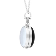 Sterling Silver Whitby Jet Glass Oval Locket Necklace