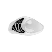 Sterling Silver Whitby Jet Gothic Filigree Fan Ring