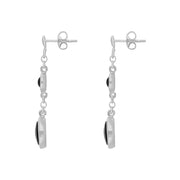 Sterling Silver Whitby Jet Graduated Round Drop Earrings, E2095.