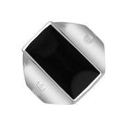 Sterling Silver Whitby Jet Hallmark Small Oblong Ring, R221_FH.
