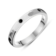 Sterling Silver Whitby Jet Jubilee Hallmark Collection 3mm Ring, R1193_3_JFH
