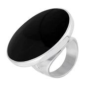 Sterling Silver Whitby Jet Jubilee Hallmark Collection Large Round Ring, R611_JFH.