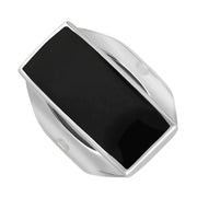Sterling Silver Whitby Jet Jubilee Hallmark Collection Medium Oblong Ring, R065_JFH.