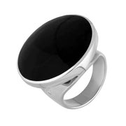 Sterling Silver Whitby Jet Jubilee Hallmark Collection Medium Round Ring, R610_JFH.