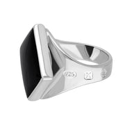 Sterling Silver Whitby Jet Queen's Jubilee Hallmark Small Rhombus Ring D