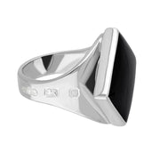 Sterling Silver Whitby Jet Queen's Jubilee Hallmark Small Rhombus Ring D
