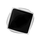 Sterling Silver Whitby Jet Jubilee Hallmark Collection Small Rhombus Ring, R606_JFH.