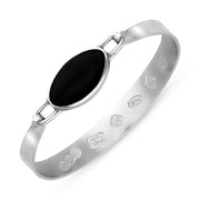 Sterling Silver Whitby Jet Jubilee Hallmark Collection Wide Oval Bangle, B020_JFH