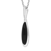 Sterling Silver Whitby Jet Long Pear Necklace