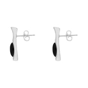 Sterling Silver Whitby Jet Marquise Drop Stud Earrings