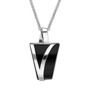 Sterling Silver Whitby Jet Monika Trapezium Abstract Necklace, P1653/S.