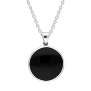 Sterling Silver Whitby Jet Mother Of Pearl Small Round Double Sided Union Jack Pendant, P2222_2.