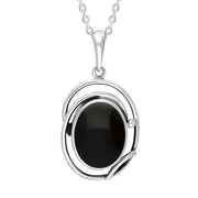 terling Silver Whitby Jet Open Twisted Frame Necklace Punq0007735