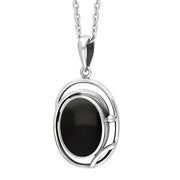 terling Silver Whitby Jet Open Twisted Frame Necklace Punq0007735
