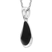 Sterling Silver Whitby Jet Curved Pear Necklace