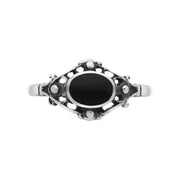 Sterling Silver Whitby Jet Oval Bar Ring