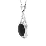 Sterling Silver Whitby Jet Oval Open Edge Necklace D
