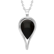 Sterling Silver Whitby Jet Pear Drop Necklace Punq0007436