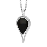 Sterling Silver Whitby Jet Pear Drop Necklace Punq0007436
