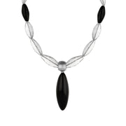 Sterling Silver Whitby Jet Quartz Marquise Bead Necklace D, NUNQ0000088.
