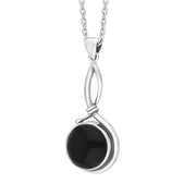 Sterling Silver Whitby Jet Round Loop Frame Necklace D